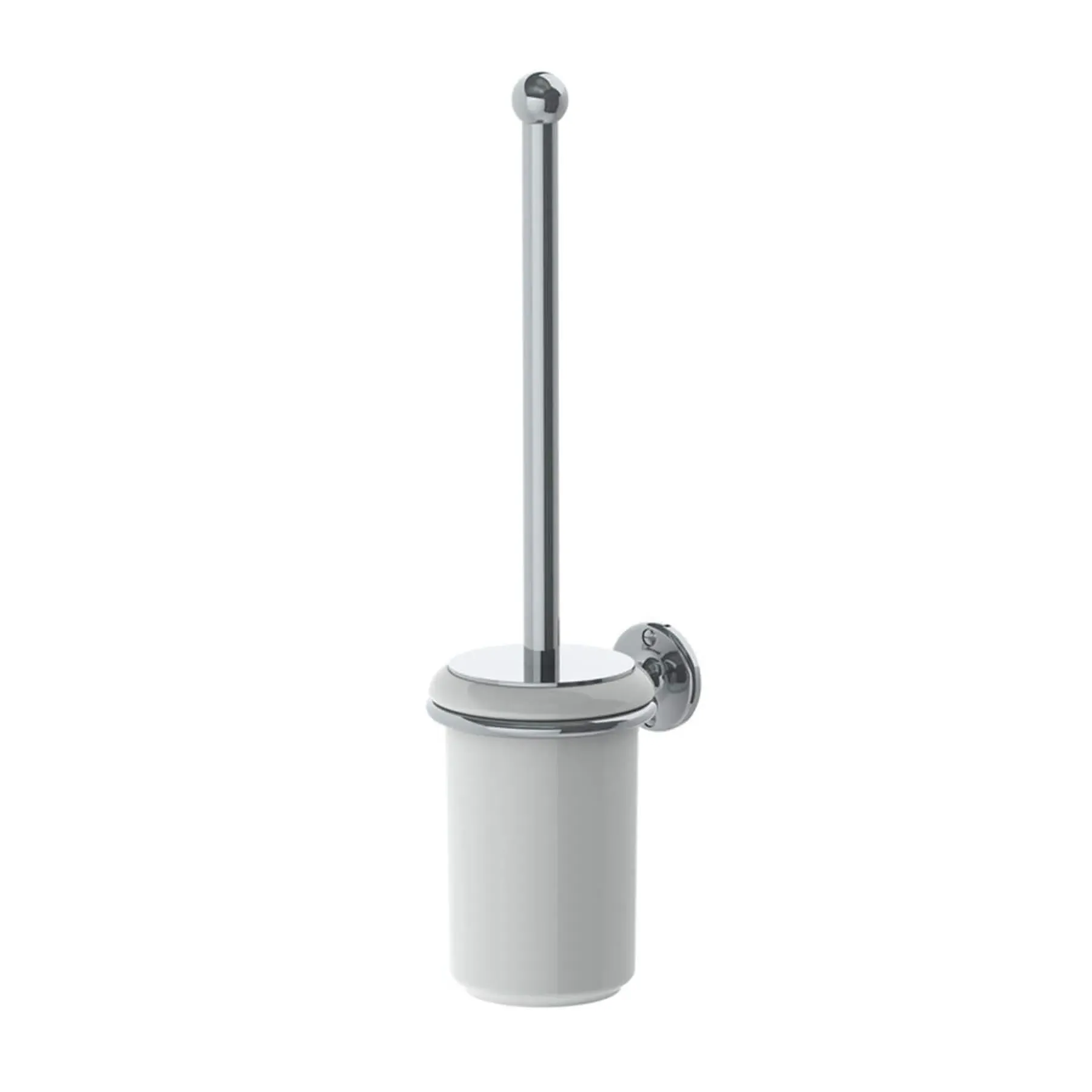 Wall Mounted Ceramic Toilet Brush Holder - White, Chrome