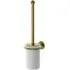 Wall Mounted Ceramic Toilet Brush Holder - White, Polished Brass