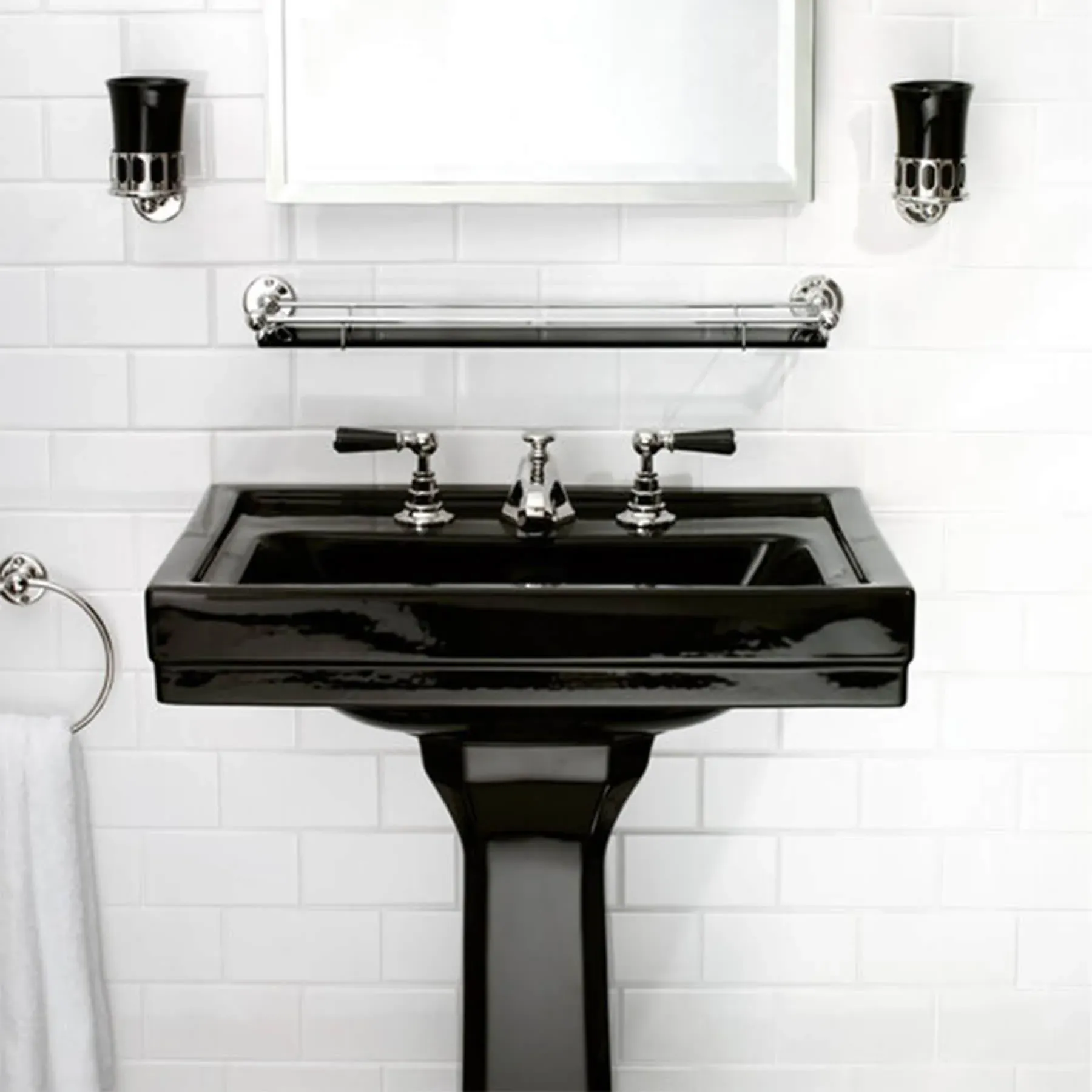 Wall-Mounted Mug with Holder - Black, Bone China