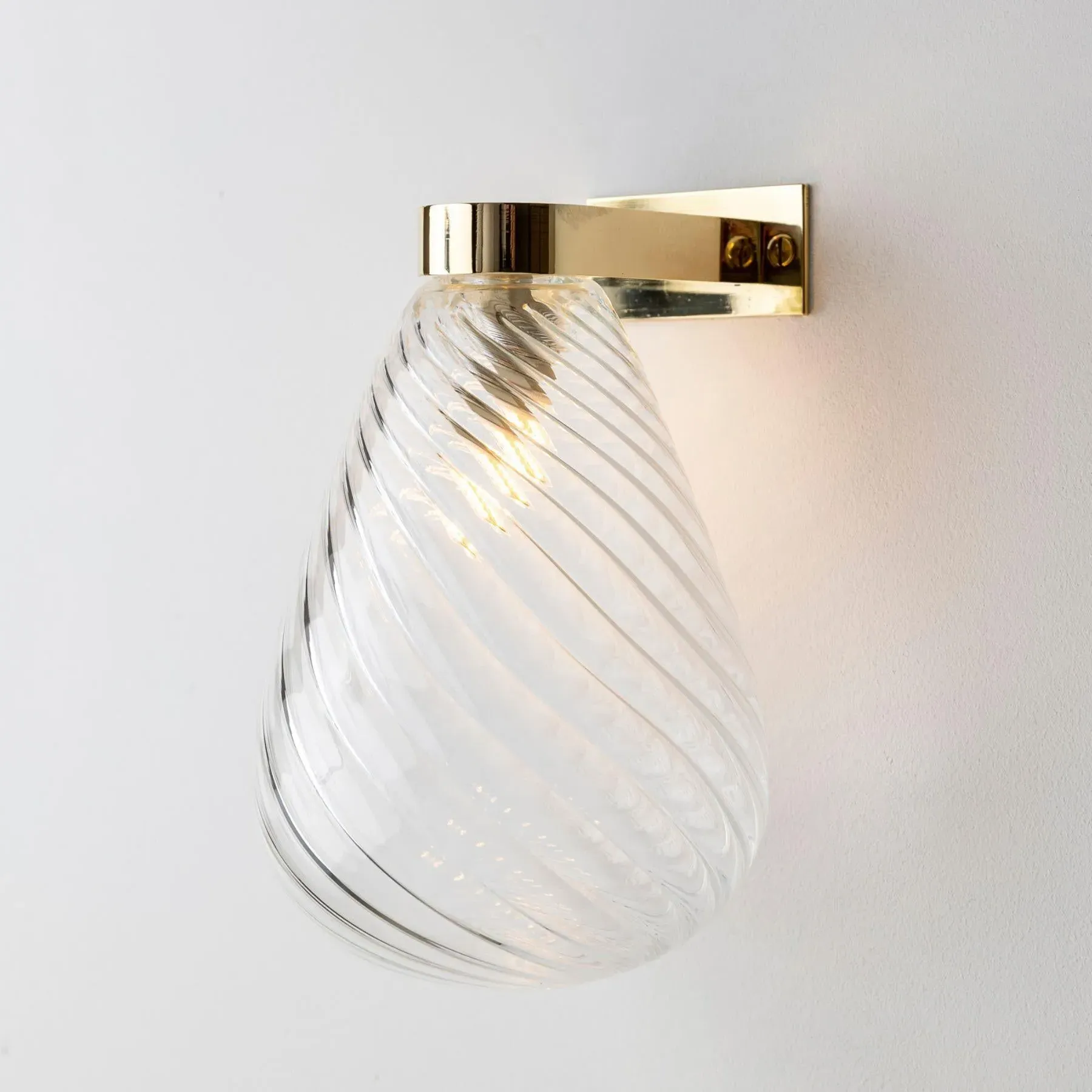 Deco Wall Light with Ribbed Glass - Hand Blown