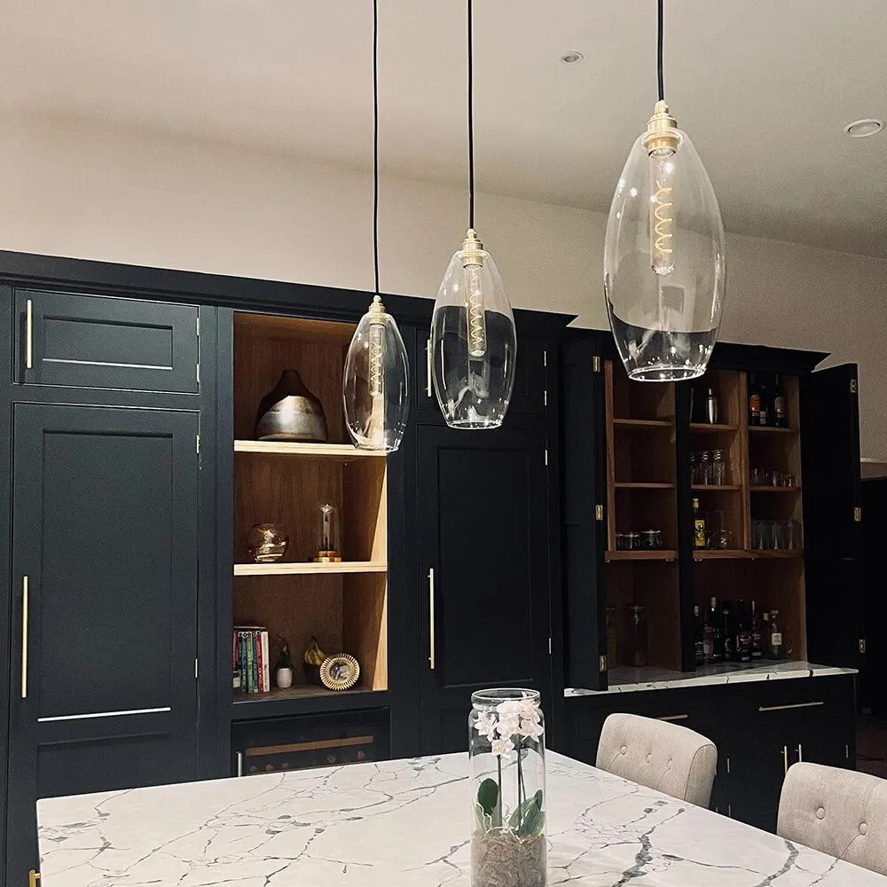 Extra Large Pendant Light Fine Ribbed - Glass