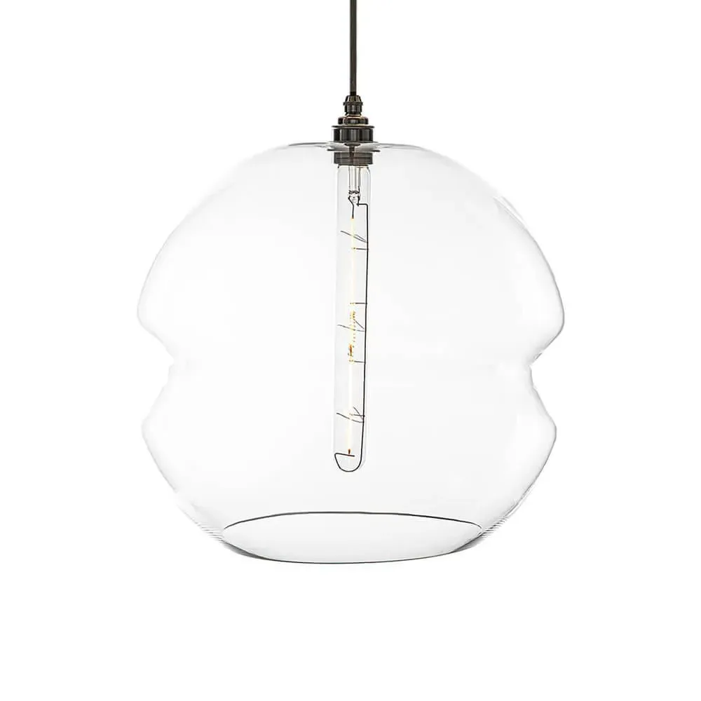Extra Large Pendant Light - Fine Ribbed Glass