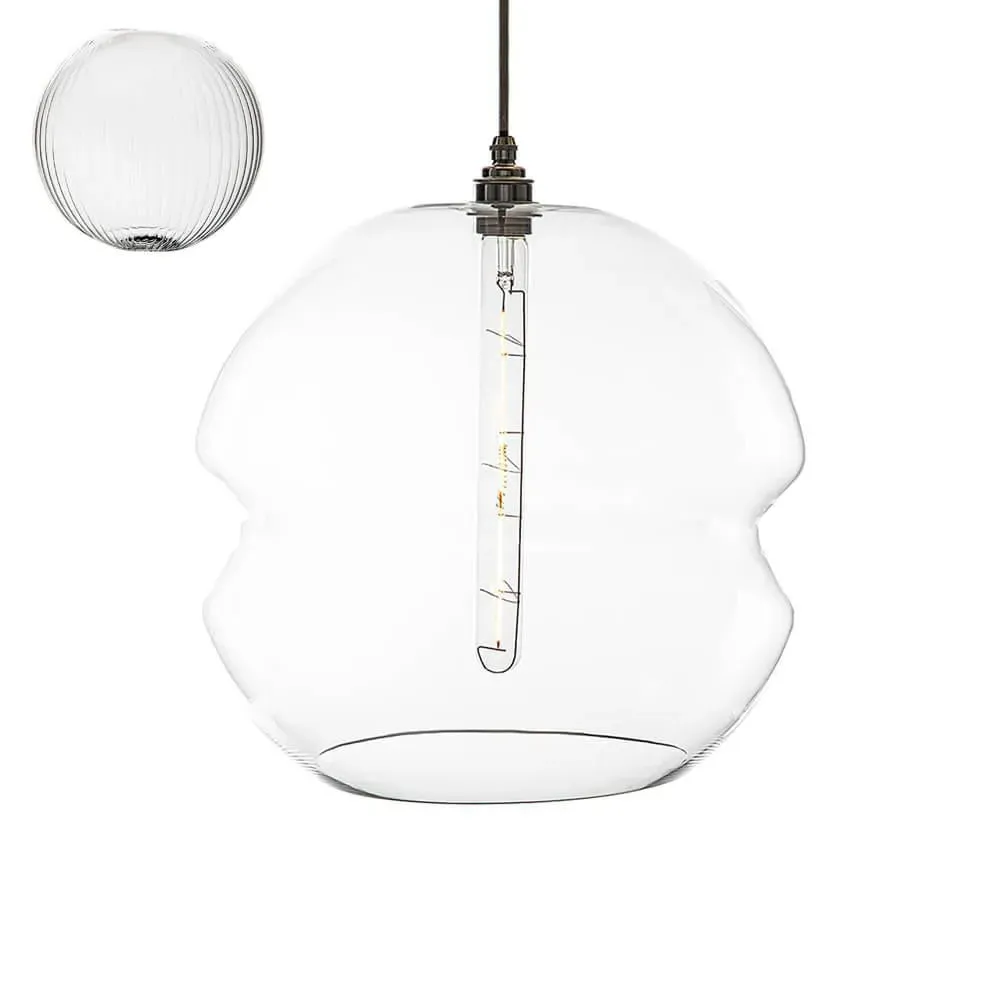 Extra Large Pendant Light - Fine Ribbed Glass