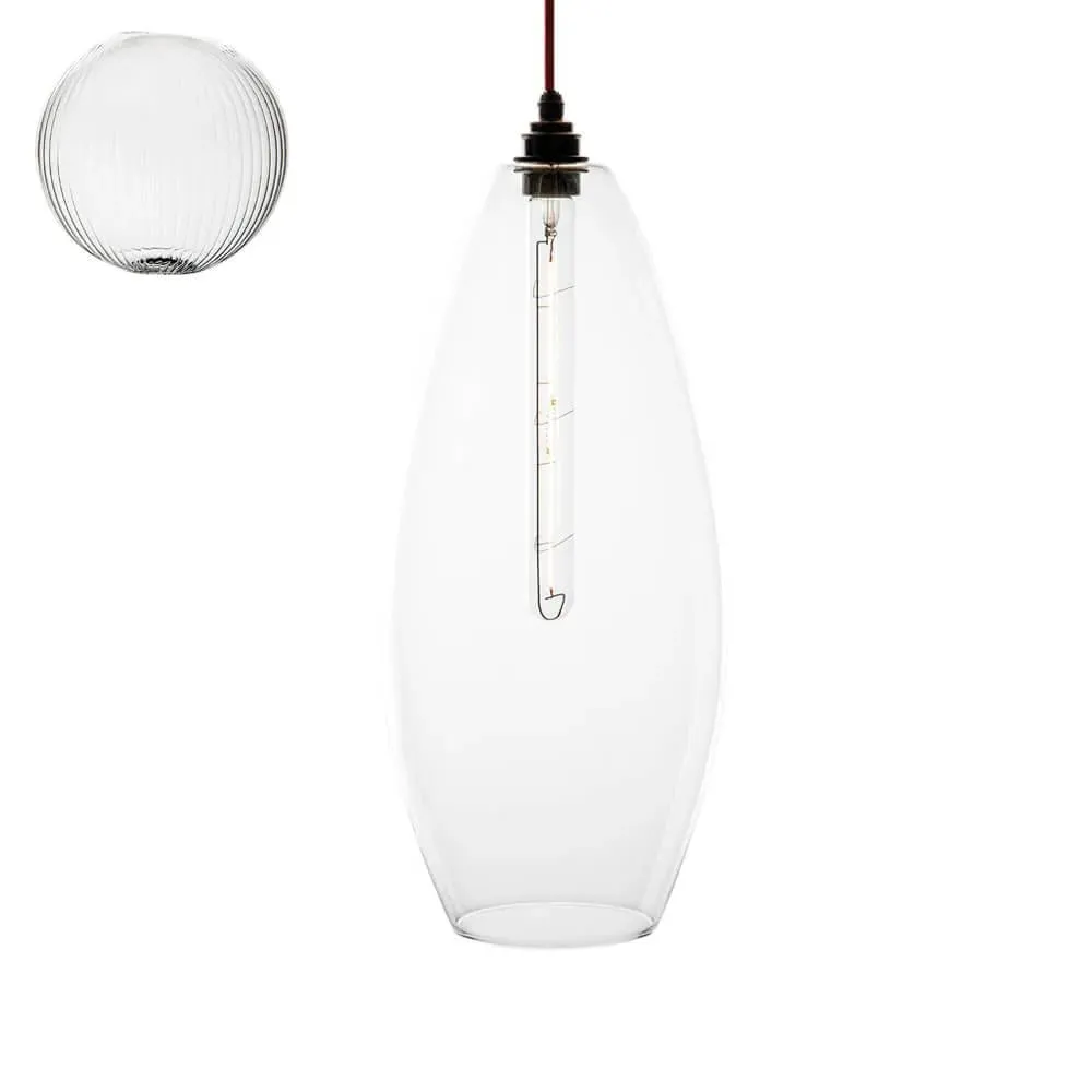 Extra Large Pendant Light Fine Ribbed - Glass
