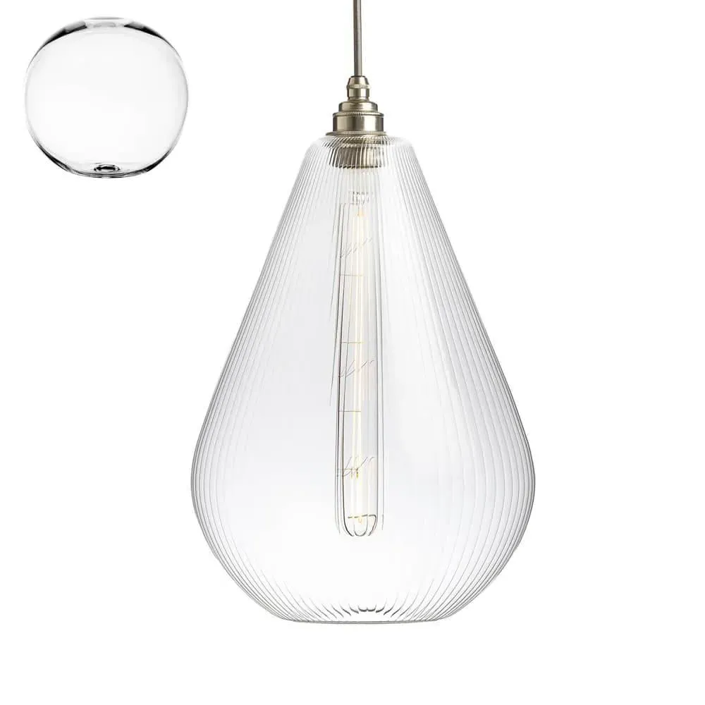 Large Pendant Light - Clear Glass, Metal