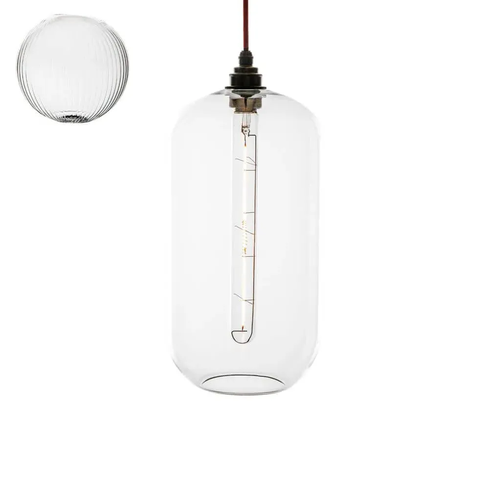 Large Pendant Light Fine Ribbed - Bronze, Metal