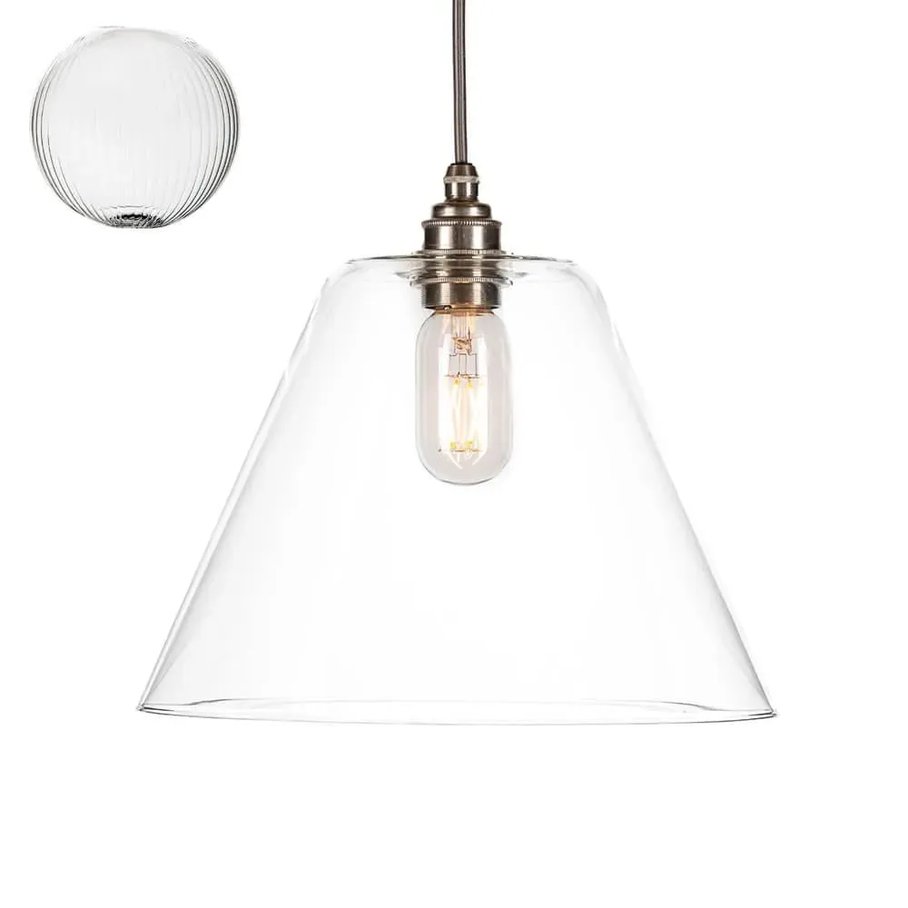 Large Pendant Light Fine Ribbed - Bronze