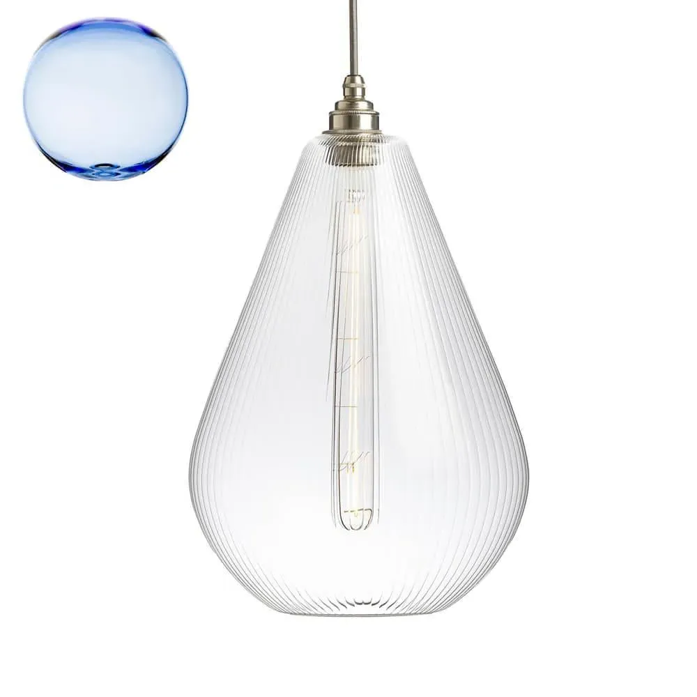 Large Pendant Light - Light Blue, Metal