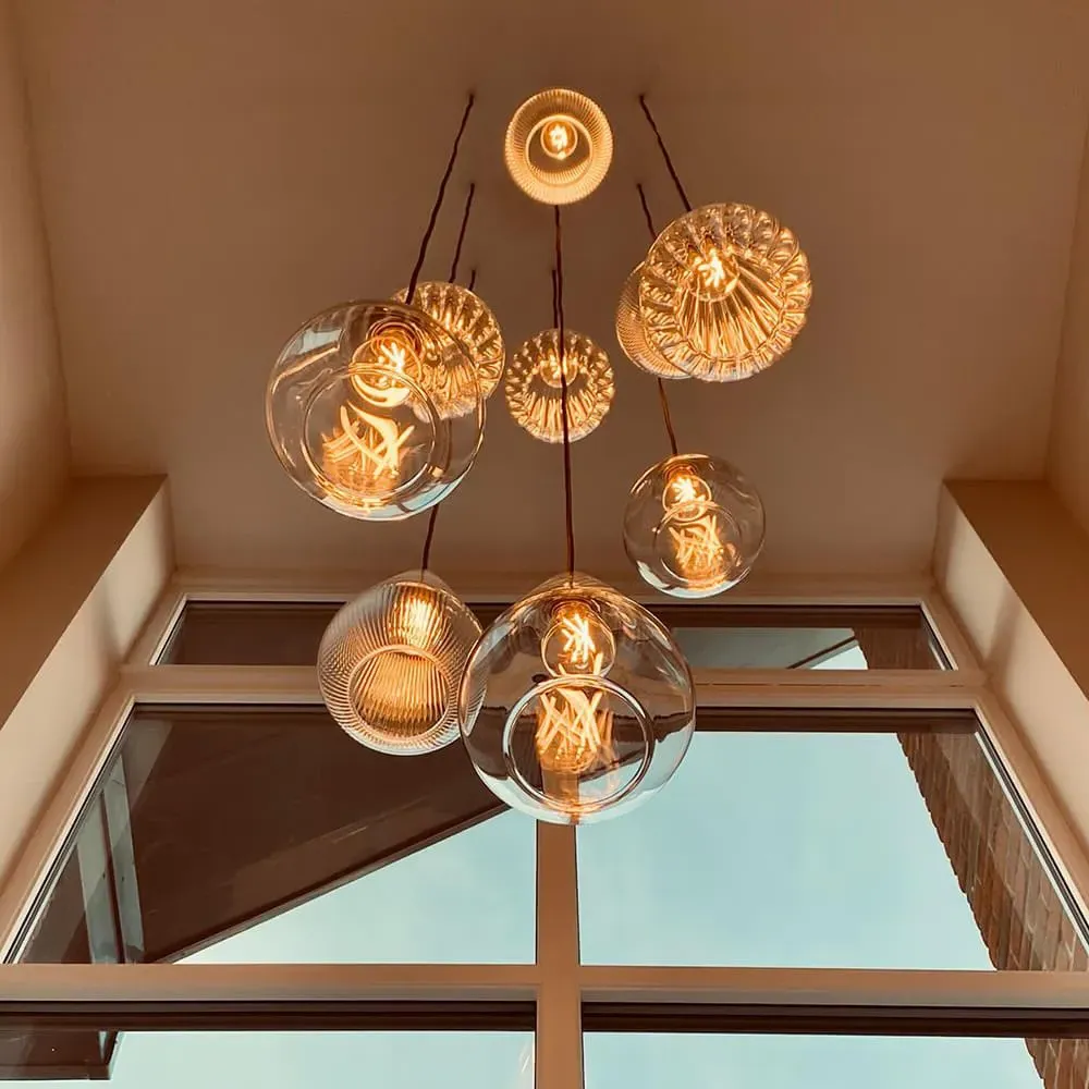 Large Pendant Light - Ribbed, Metal