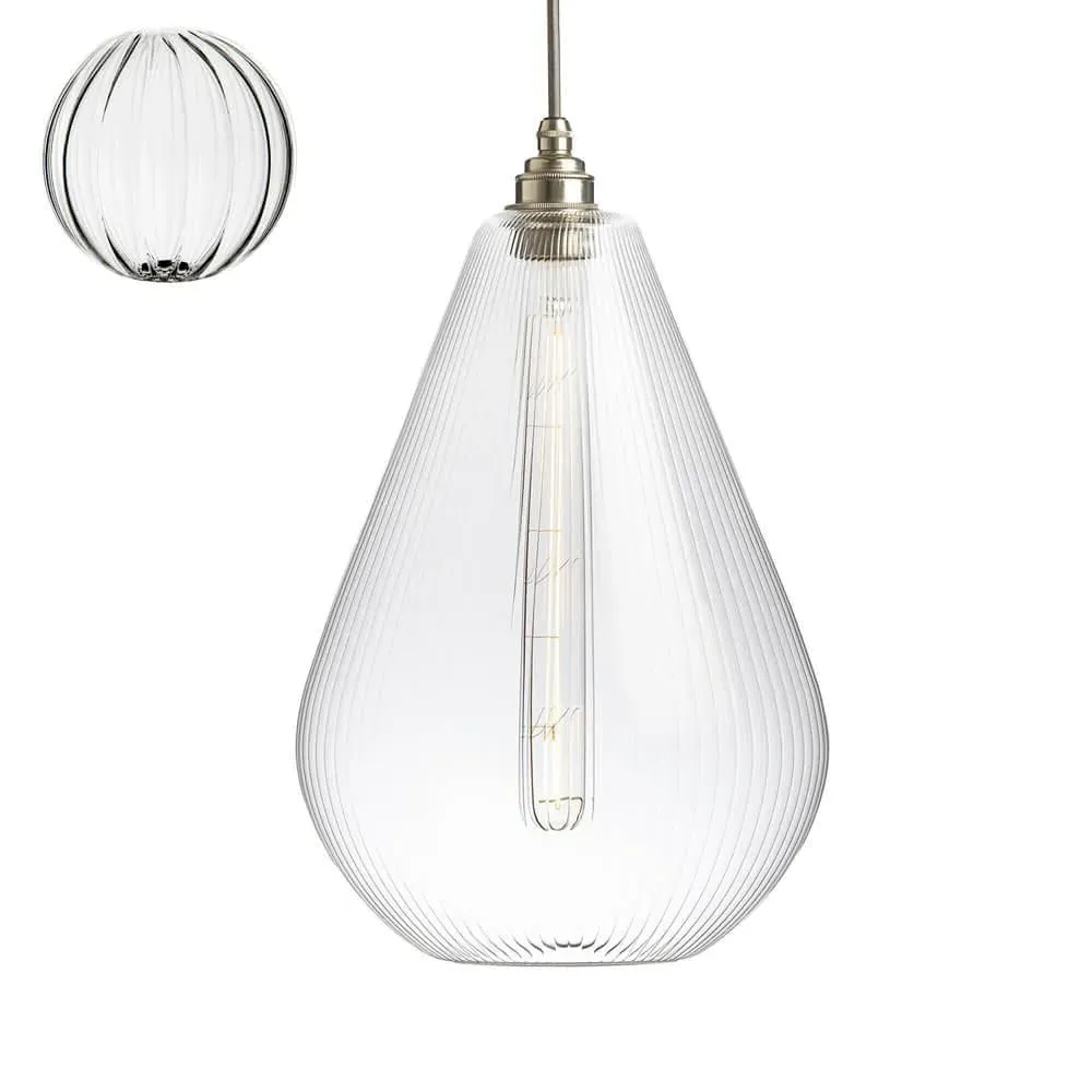 Large Pendant Light - Ribbed, Metal