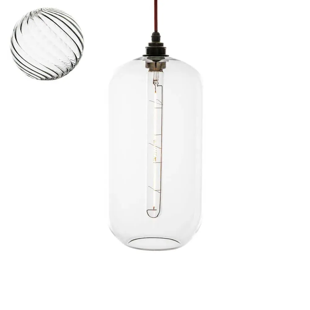 Large Pendant Light Ribbed Twist - Bronze, Metal