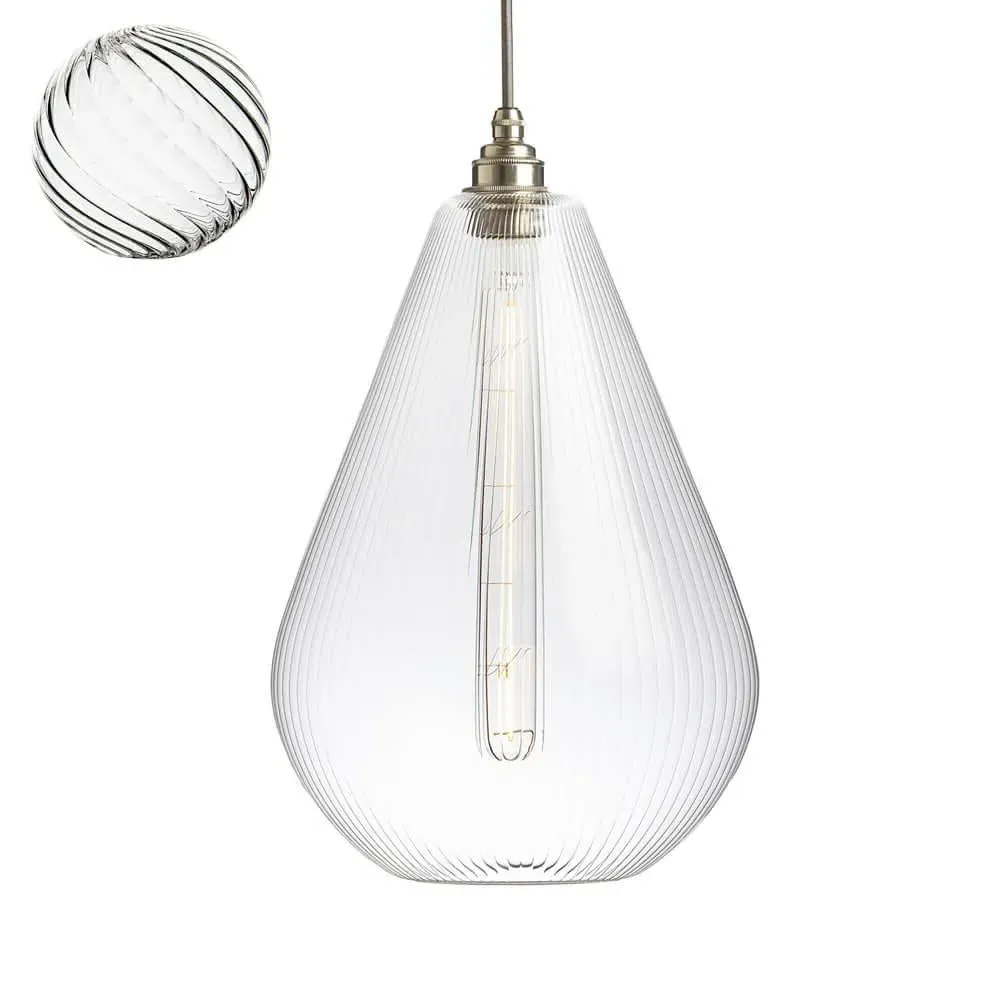 Large Pendant Light Ribbed Twist - Bronze, Metal