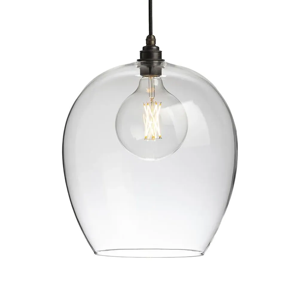 Large Pendant Light Ribbed Twist - Glass