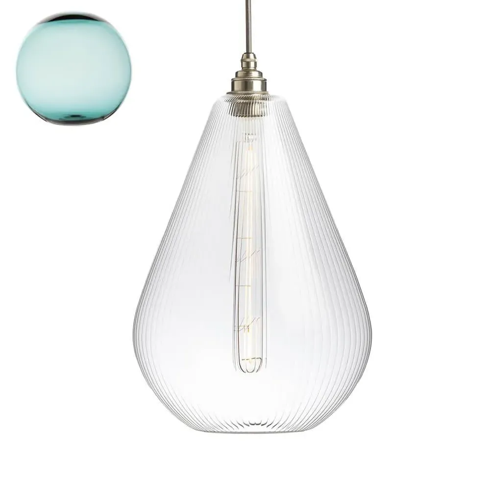 Large Pendant Light - Teal, Metal