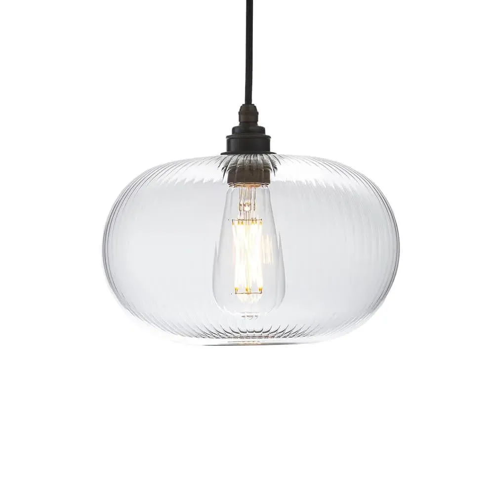 Medium Pendant Light Fine Ribbed - Bronze