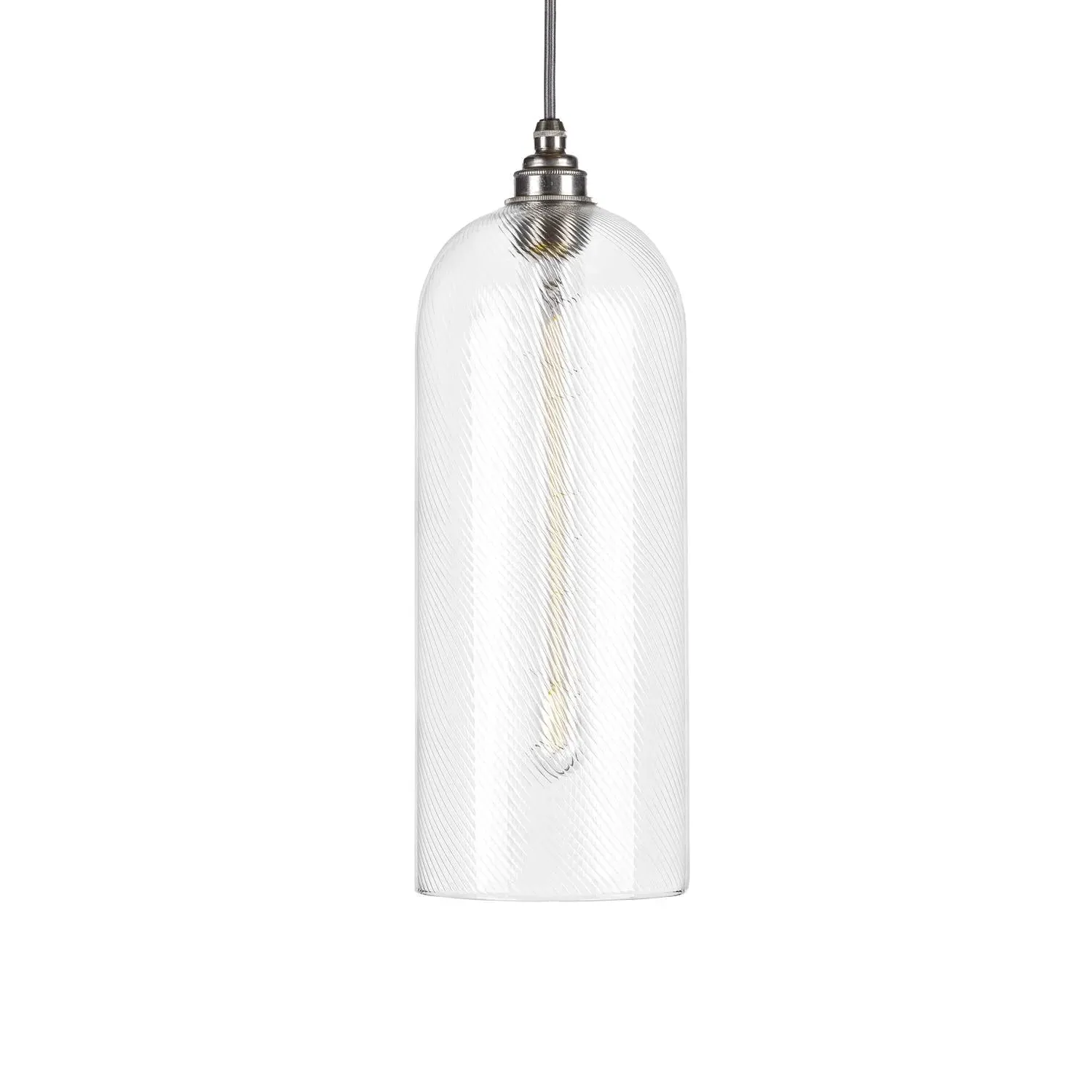 Medium Pendant Light - Fine Ribbed Glass