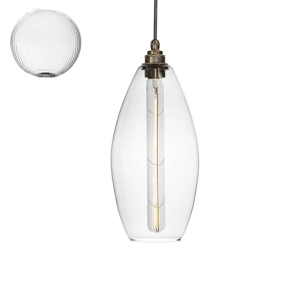 Medium Pendant Light Fine Ribbed - Glass