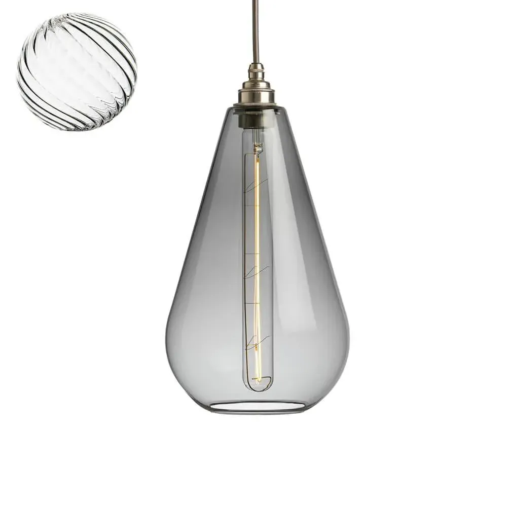 Medium Pendant Light Ribbed Twist - Bronze, Metal