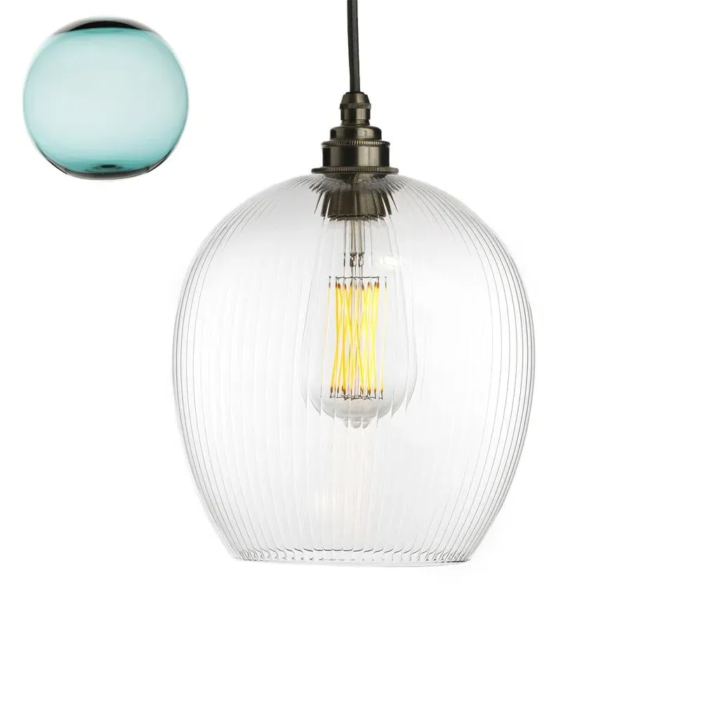 Medium Pendant Light - Teal, Glass