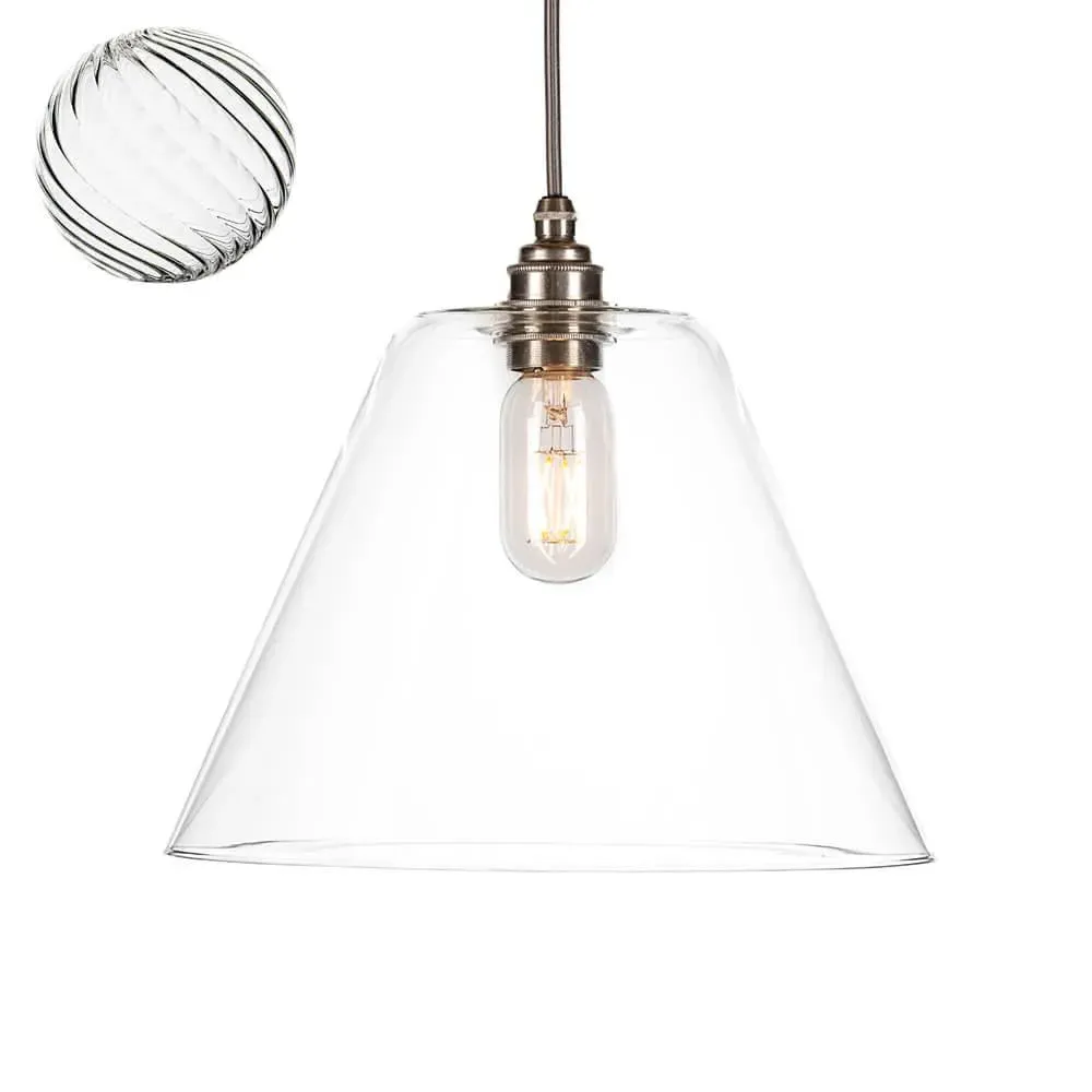 Medium Pendant Light with Light Blue Shade