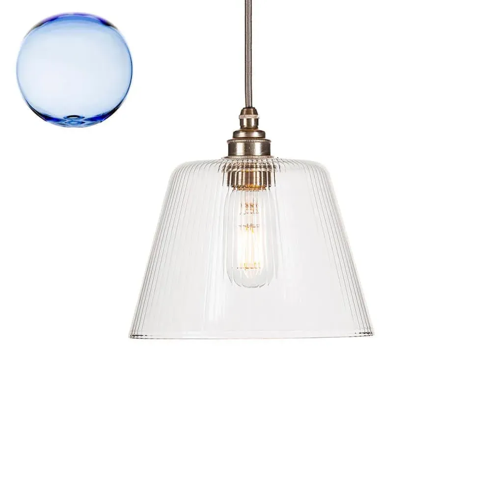 Medium Pendant Light with Light Blue Shade