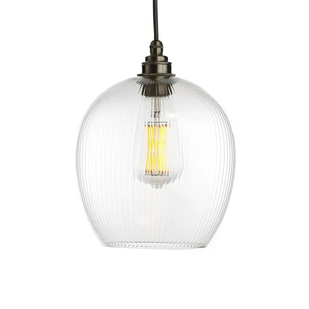 Medium Pendant Light with Ribbed Glass