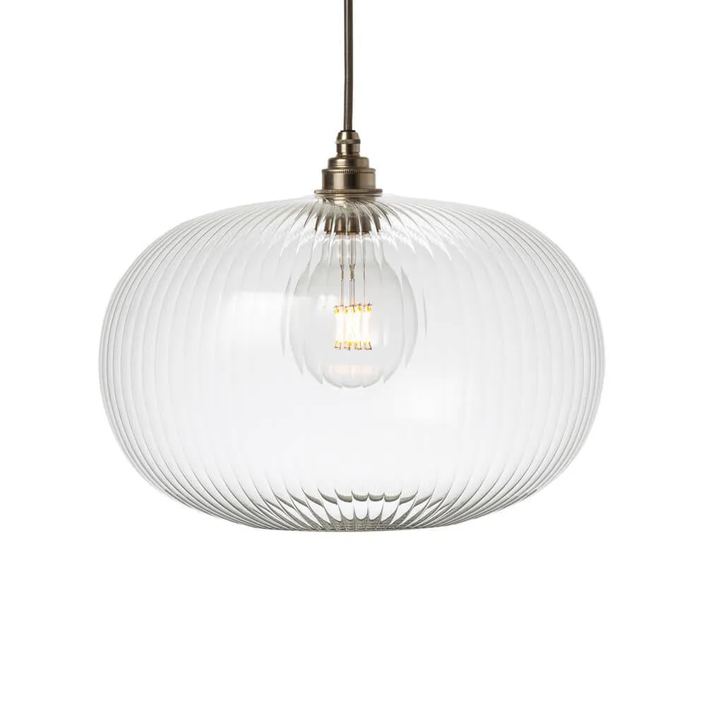 Medium Pendant Light with Ribbed Glass - Yellow