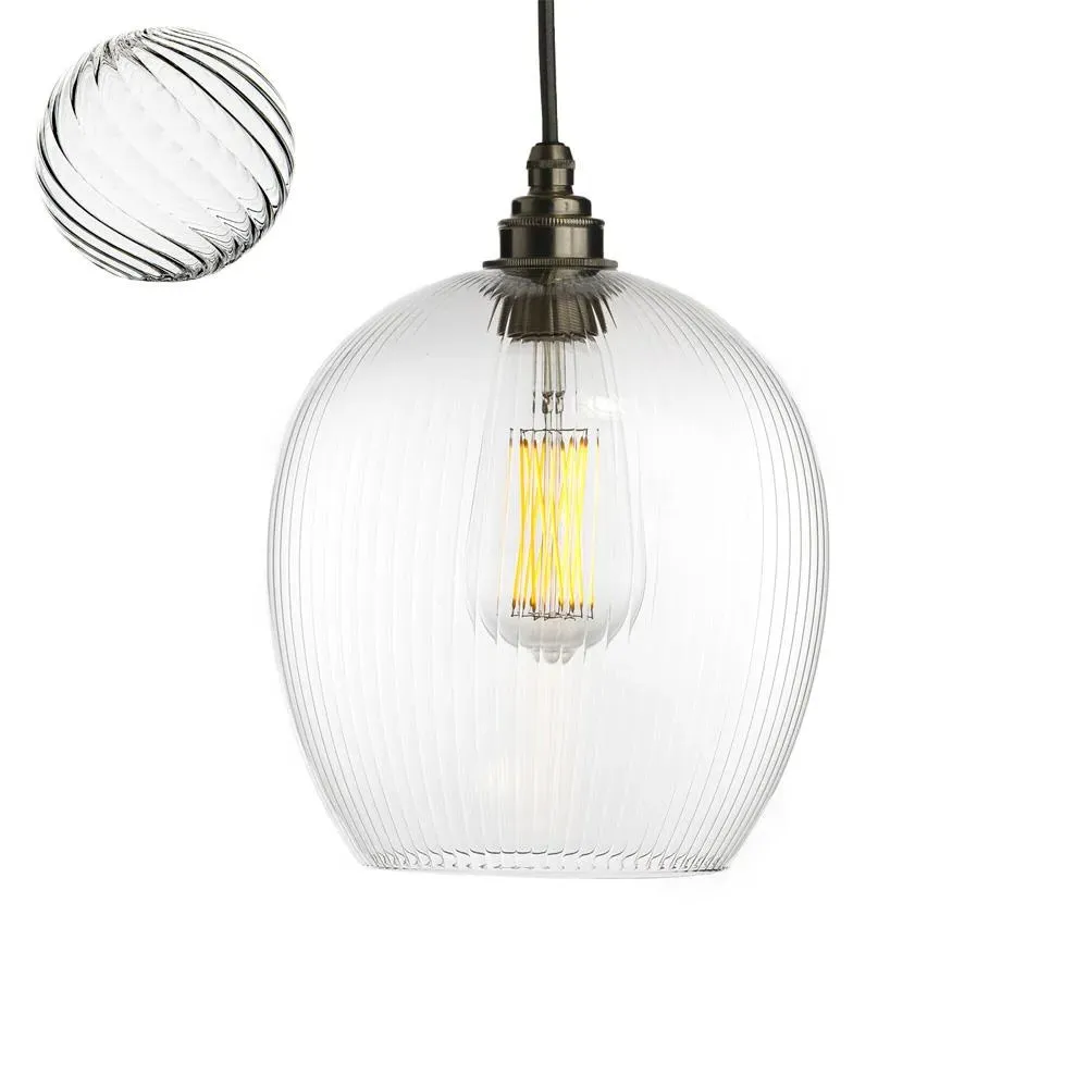 Medium Pendant Light with Ribbed Twist Glass