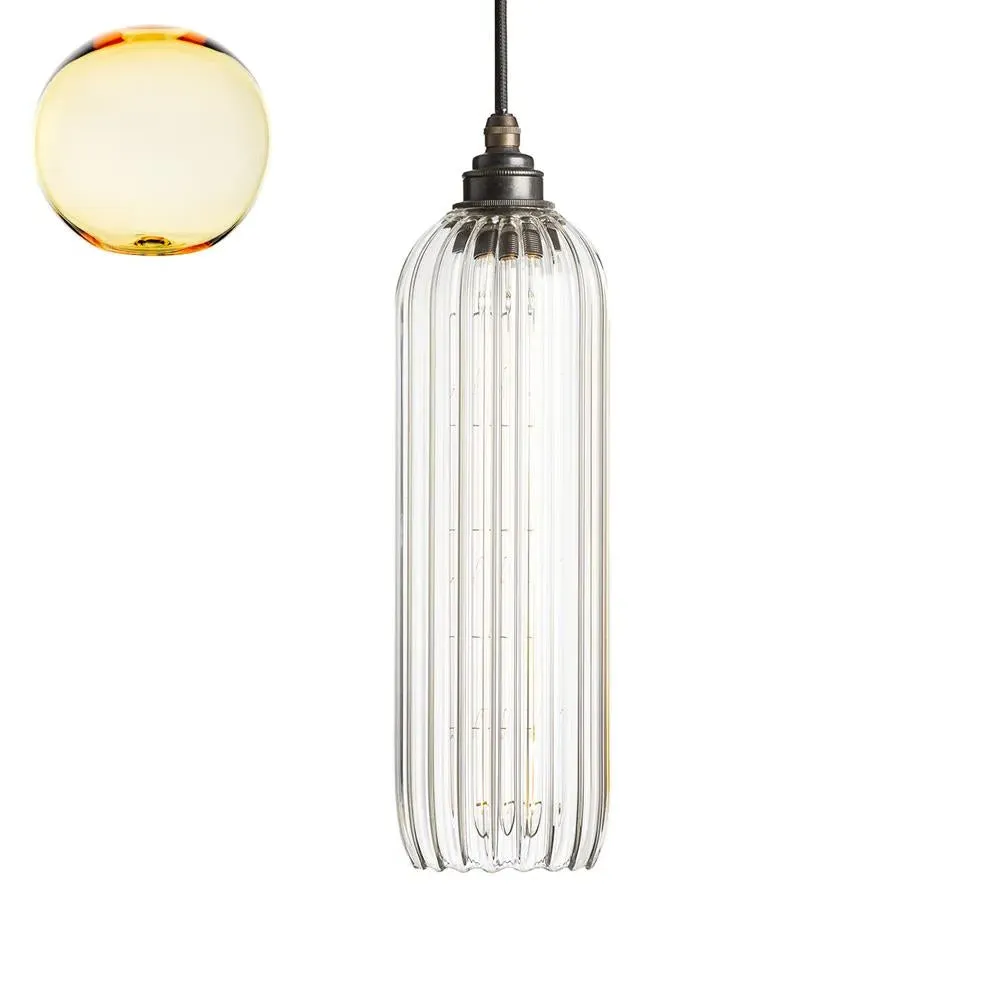 Pendant Light with Glass Shade - Yellow, Hand-Blown