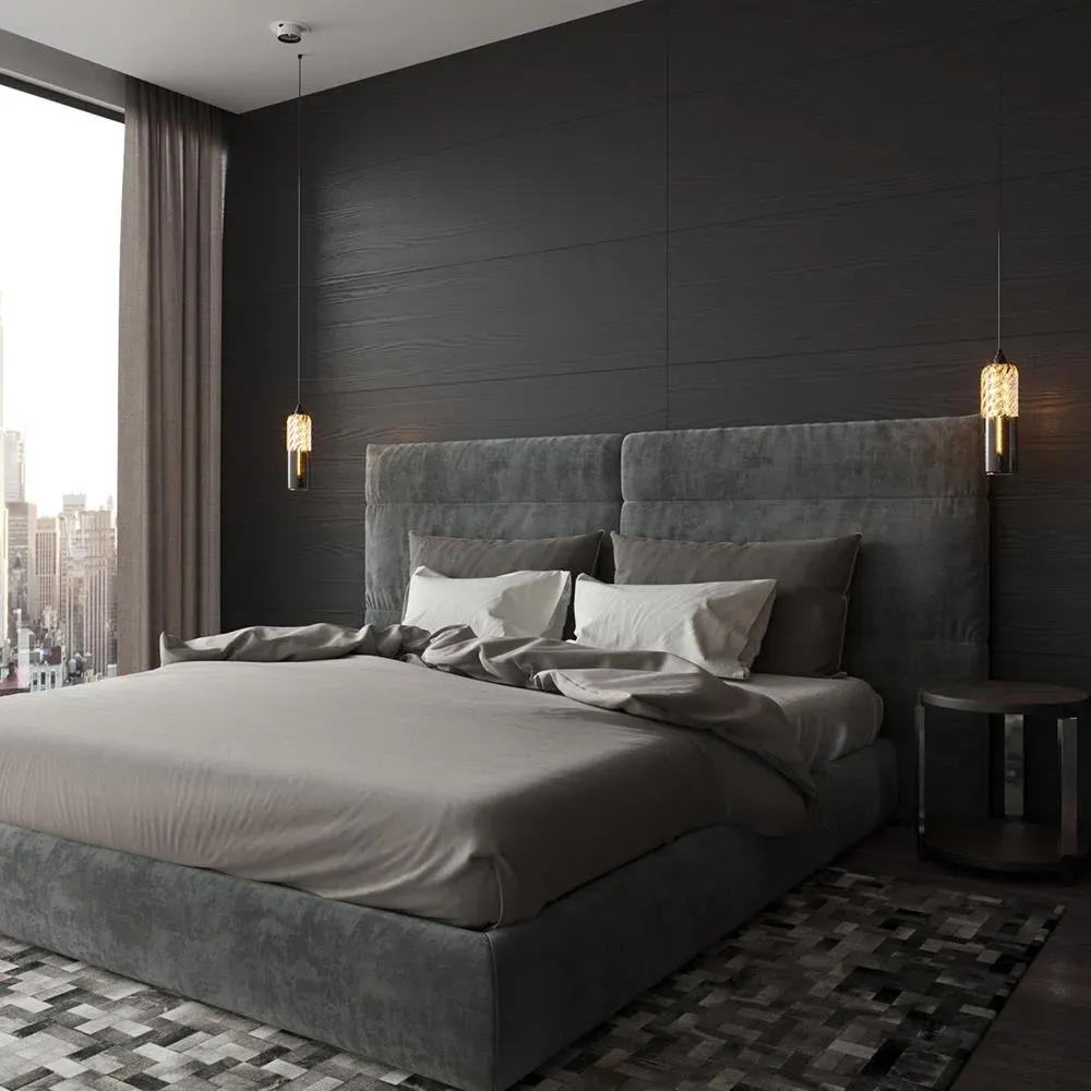 Pendant Light with Light Blue Glass - Hand-Blown