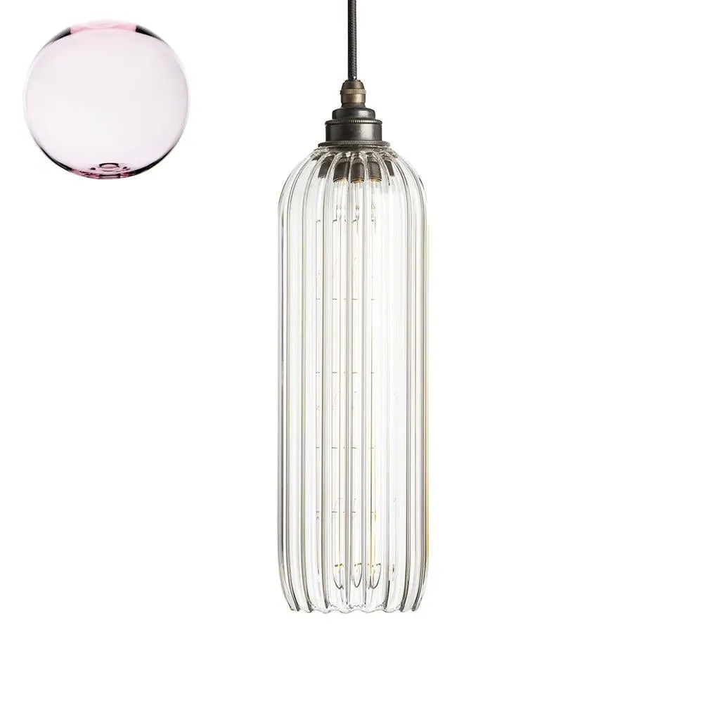 Pendant Light with Pink Glass - Hand-Blown