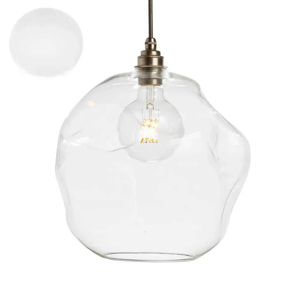 Round Pendant Light - Light Blue, Glass