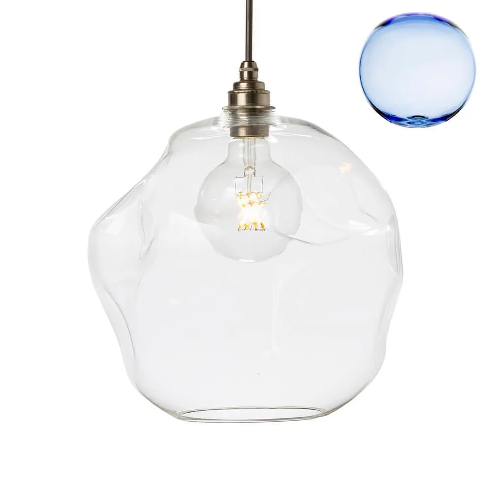 Round Pendant Light - Light Blue, Glass