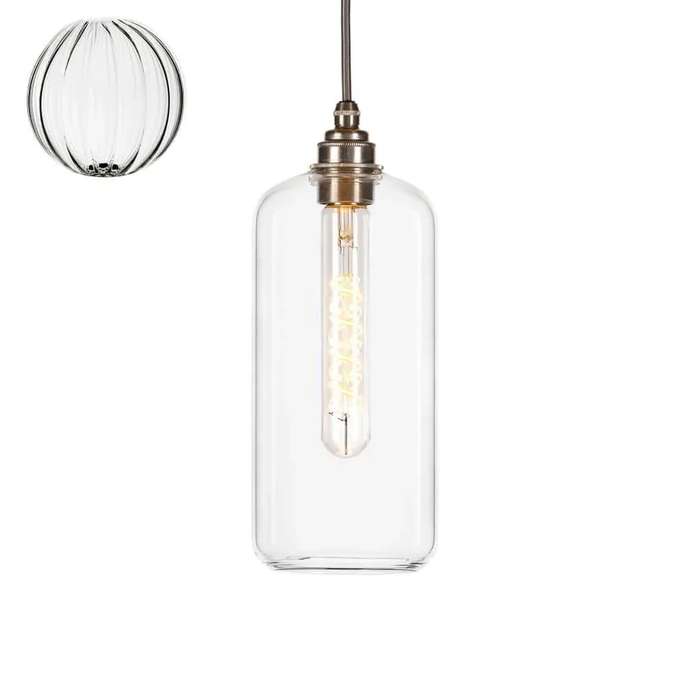 Small Pendant Light Ribbed - Bronze Fittings image