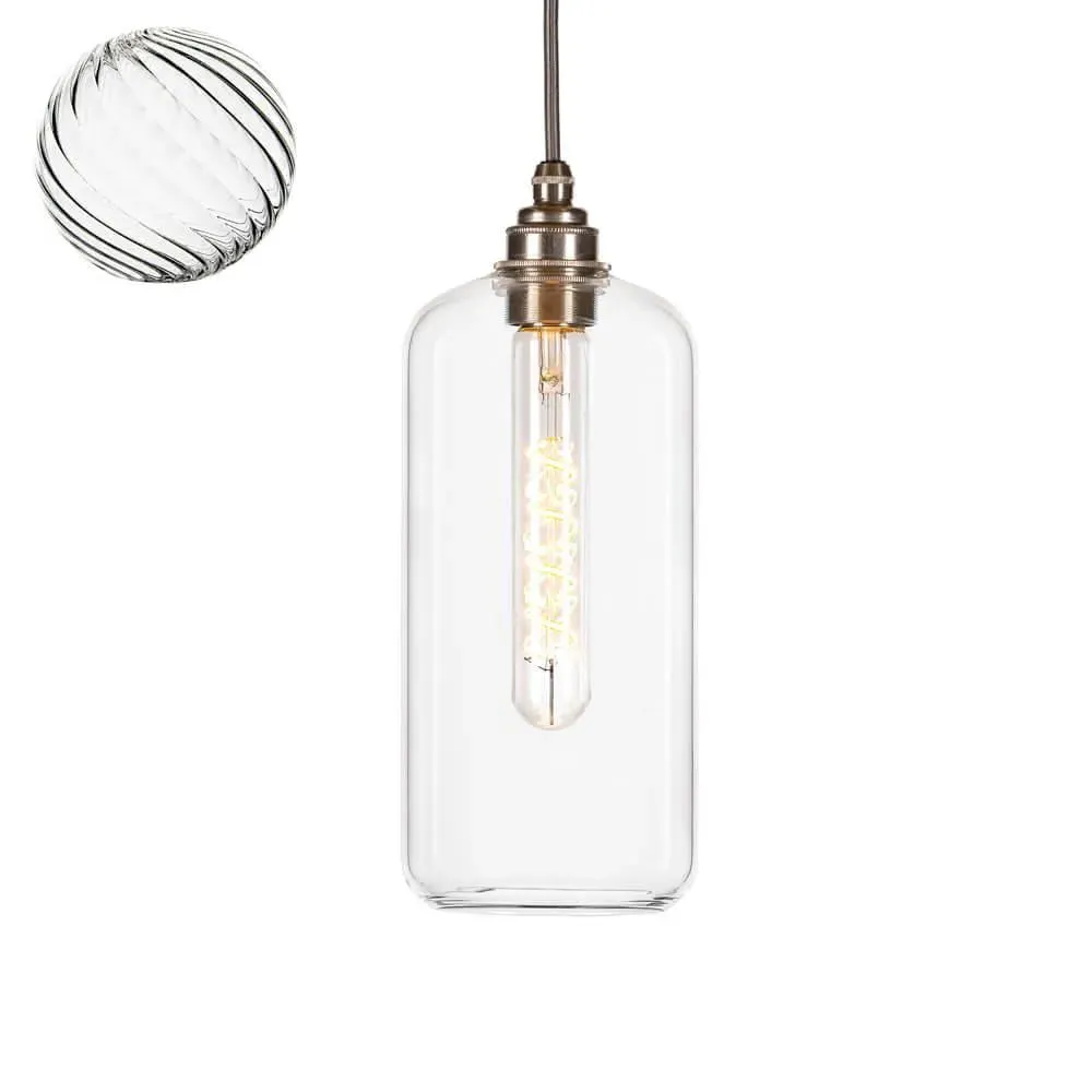 Small Pendant Light Ribbed Twist - Bronze, Metal