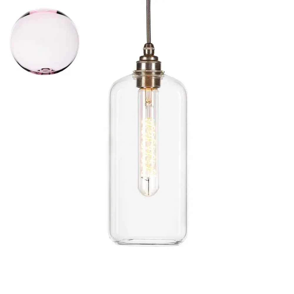 Small Pendant Light with Bronze Fittings - Pink