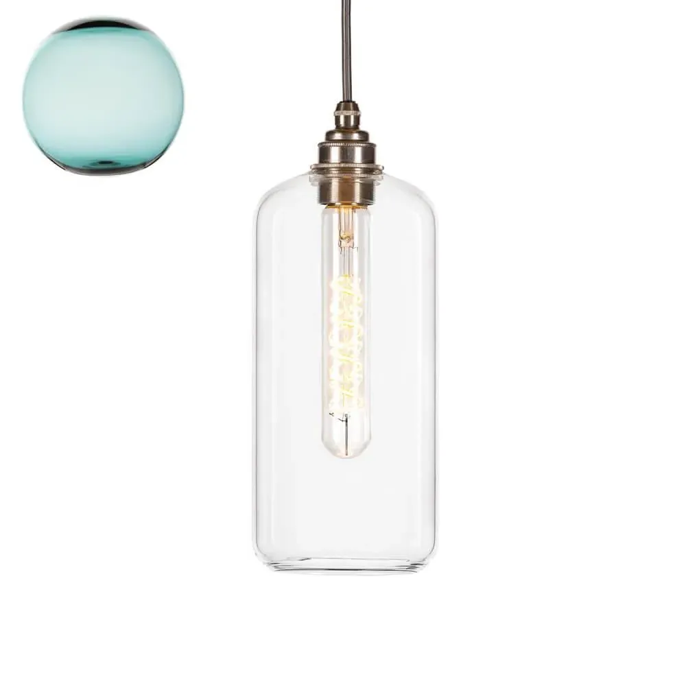 Small Pendant Light with Bronze Fittings - Teal