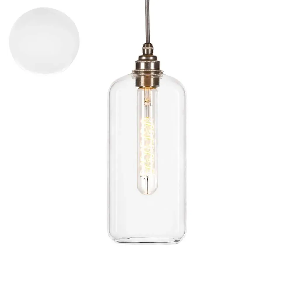 Small Pendant Light with Bronze Fittings - White