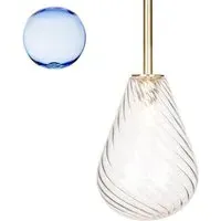 Small Pendant Light with Sealed Rod - Blue, Glass