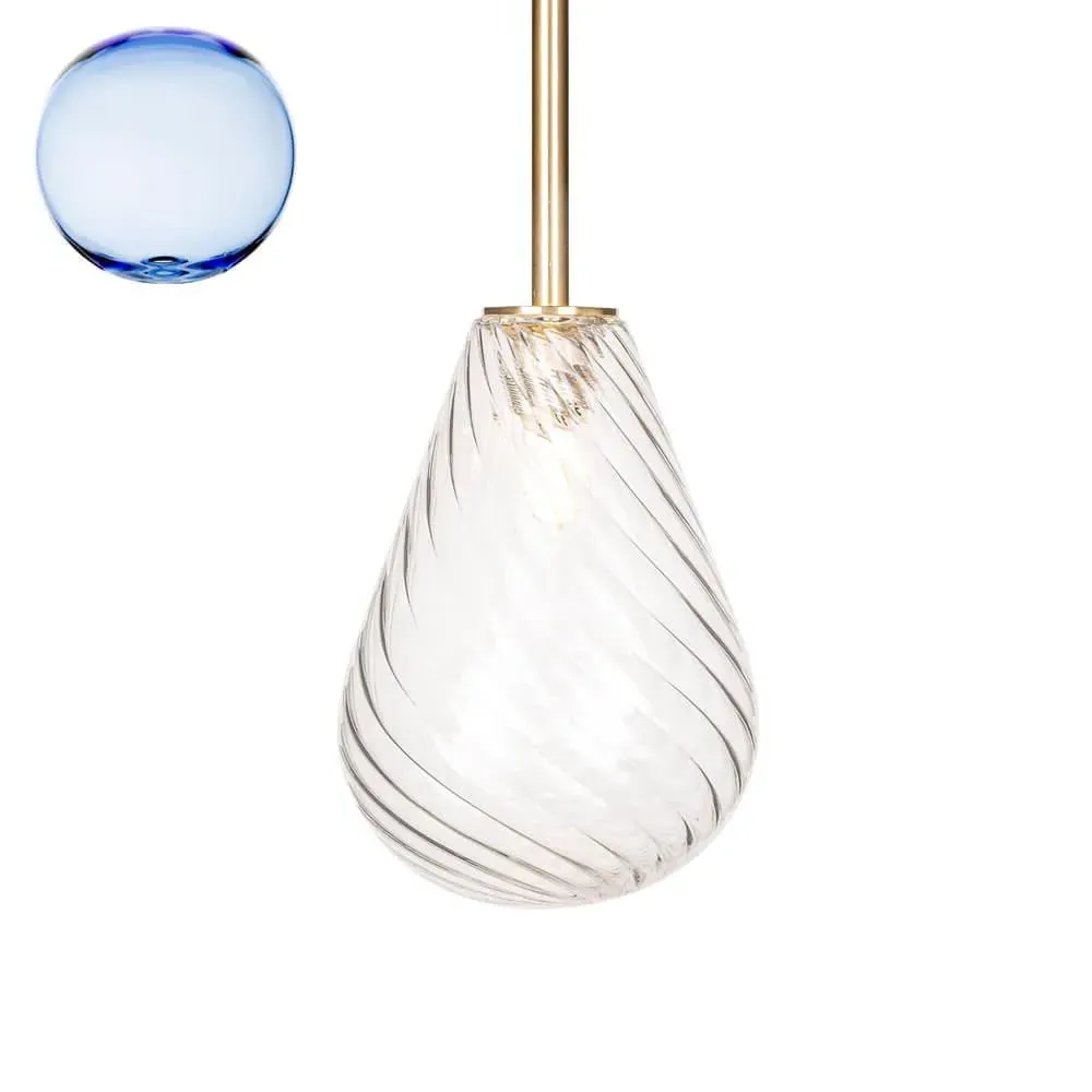 Small Pendant Light with Sealed Rod - Blue, Glass