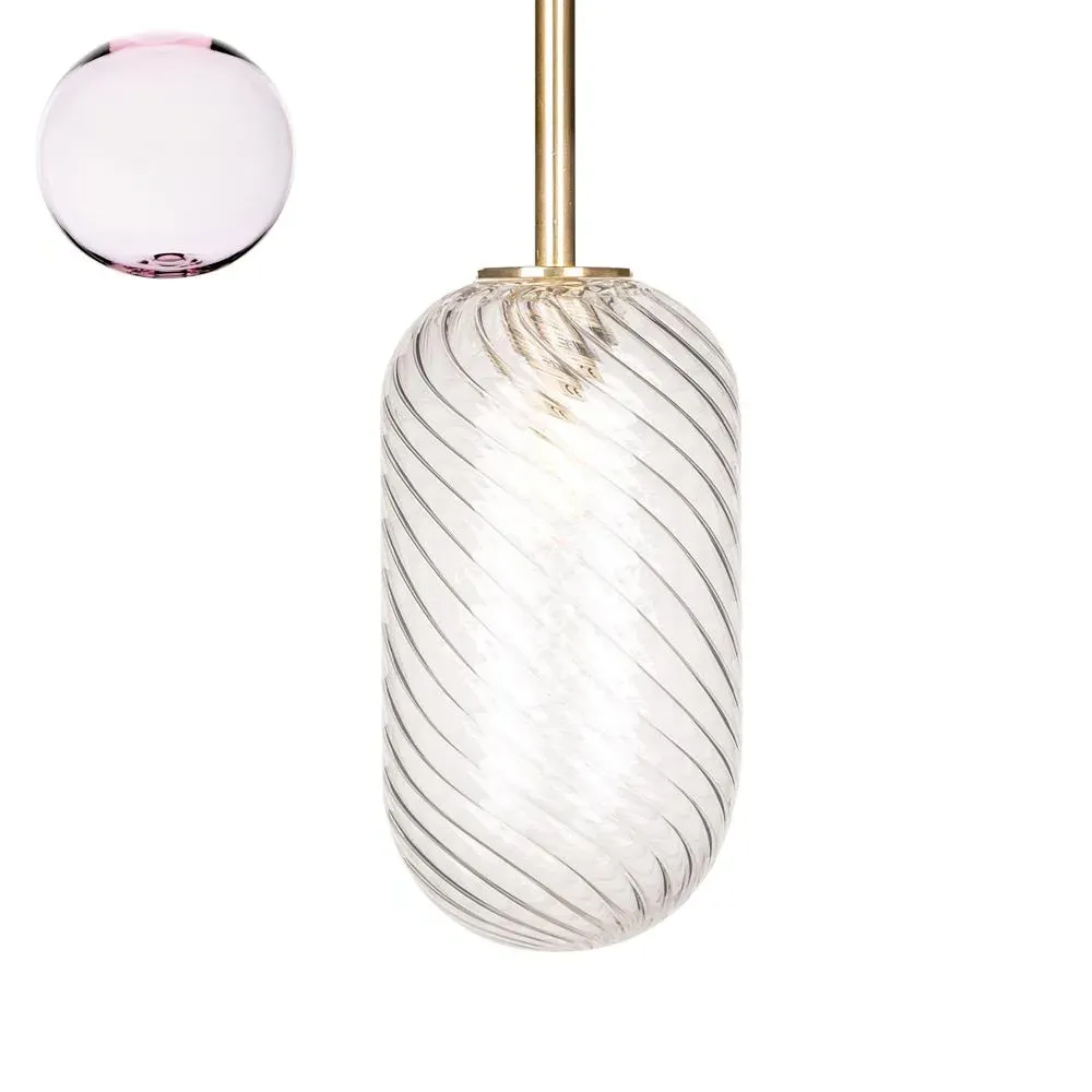 Small Pendant Light with Sealed Rod - Fine Ribbed