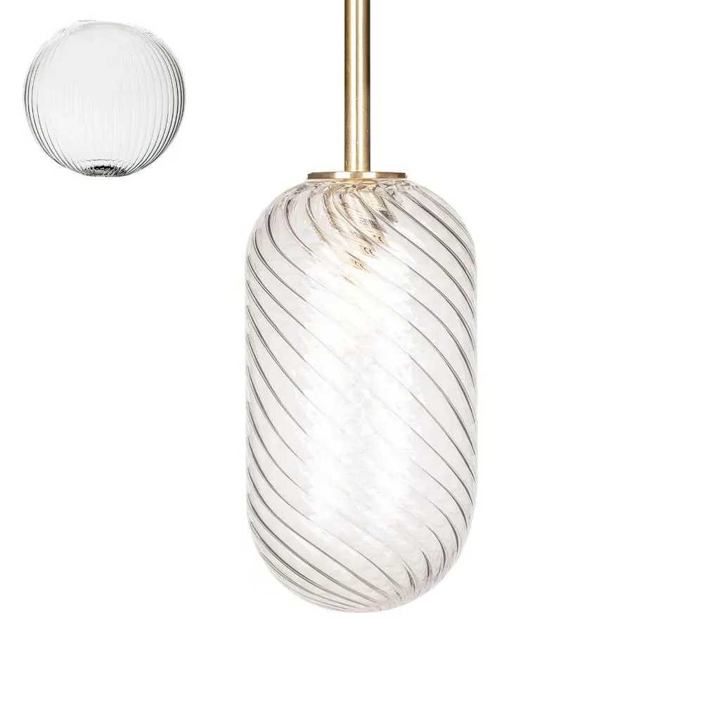 Small Pendant Light with Sealed Rod - Fine Ribbed