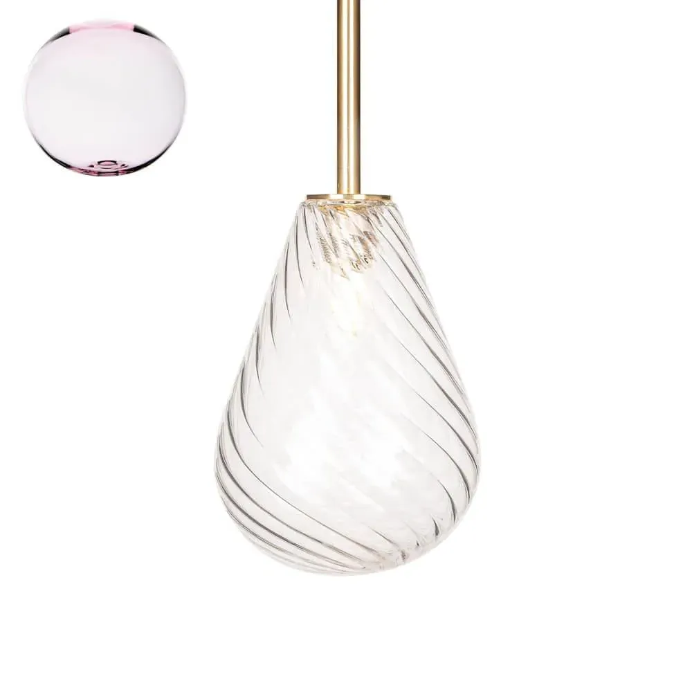 Small Pendant Light with Sealed Rod - Pink, Glass