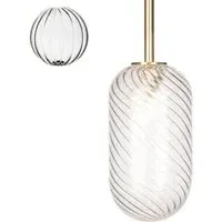 Small Pendant Light with Sealed Rod - Ribbed Glass
