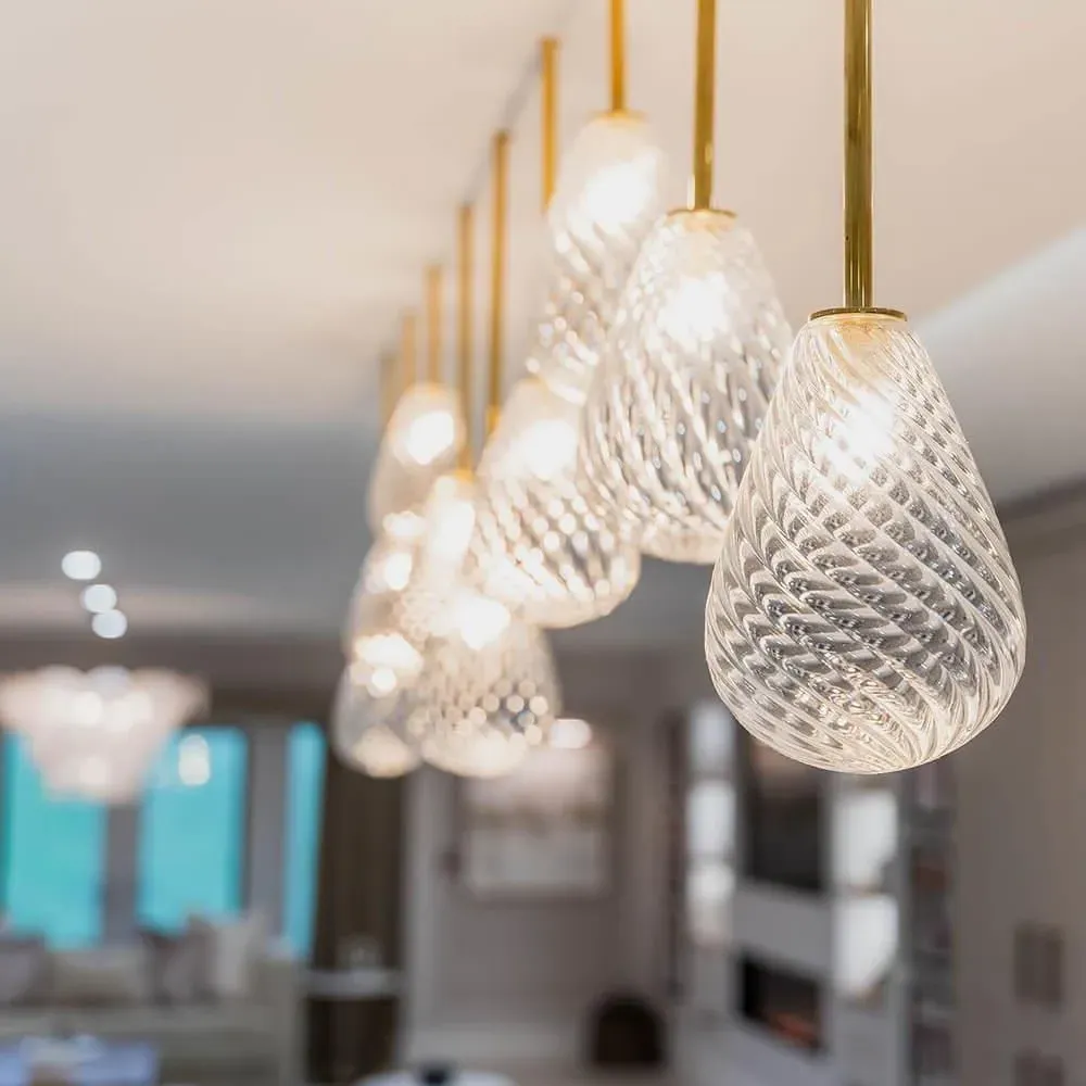 Small Pendant Light with Sealed Rod - White, Glass