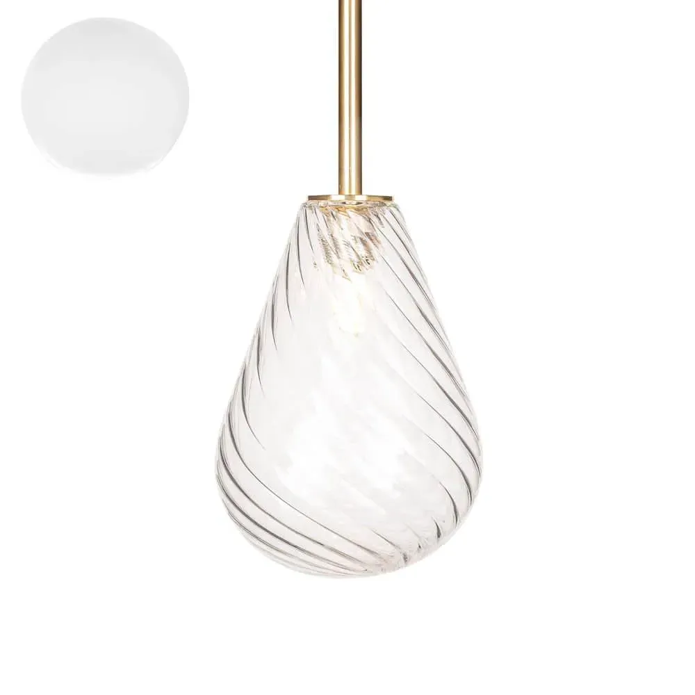 Small Pendant Light with Sealed Rod - White, Glass