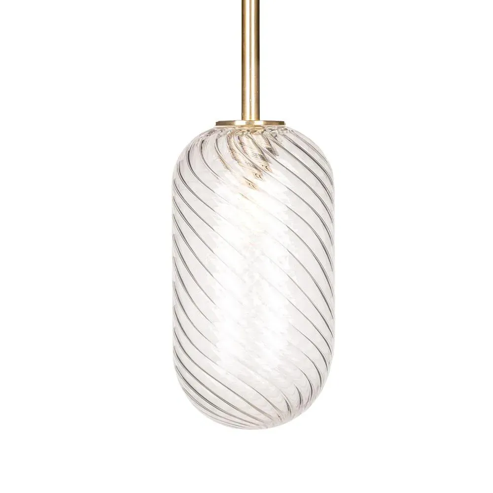 Small Pendant Light with Sealed Rod - Yellow Glass