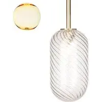 Small Pendant Light with Sealed Rod - Yellow Glass