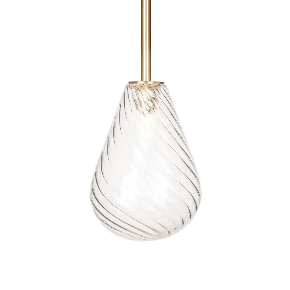 Small Pendant Light with Sealed Rod - Yellow, Glass