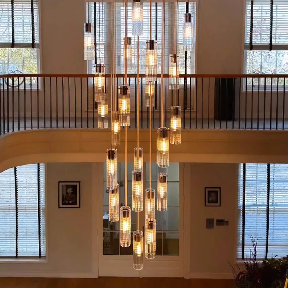 Temple Medium Pendant Light - Fine Ribbed Glass